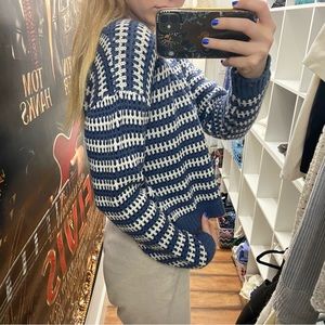 Blue and white striped knit sweater - unknow brand - size small